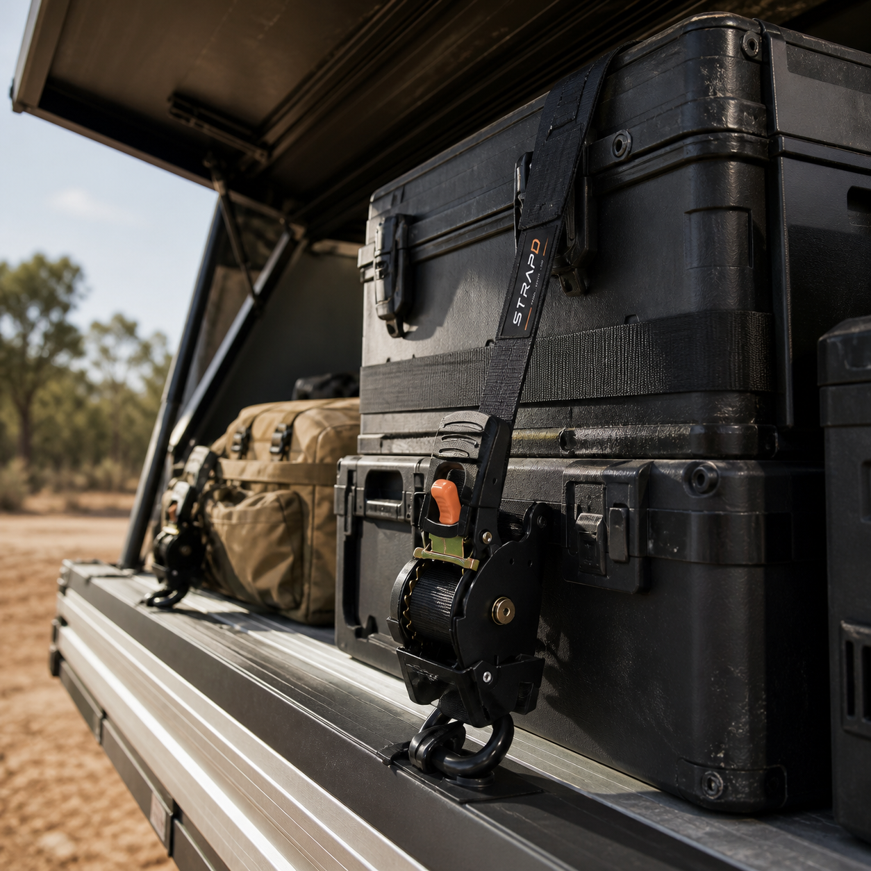 Ute trays and canopies secured with STRAPD straps