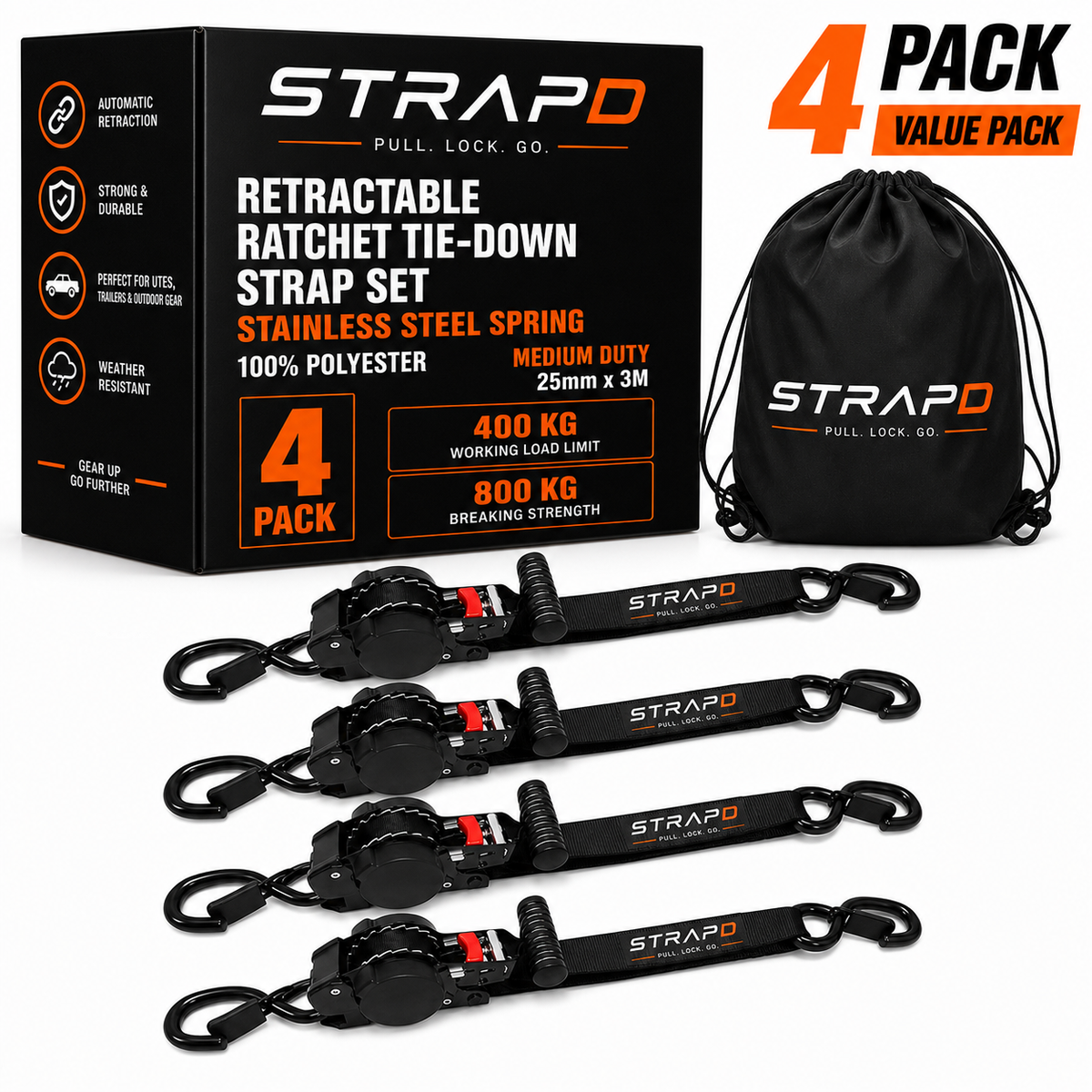 STRAPD T-Handle Ratchet Straps