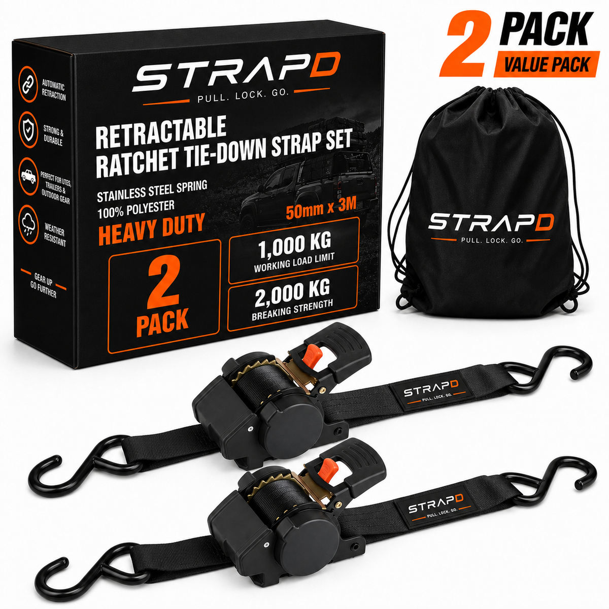 STRAPD Slow-Retracting Ratchet Straps