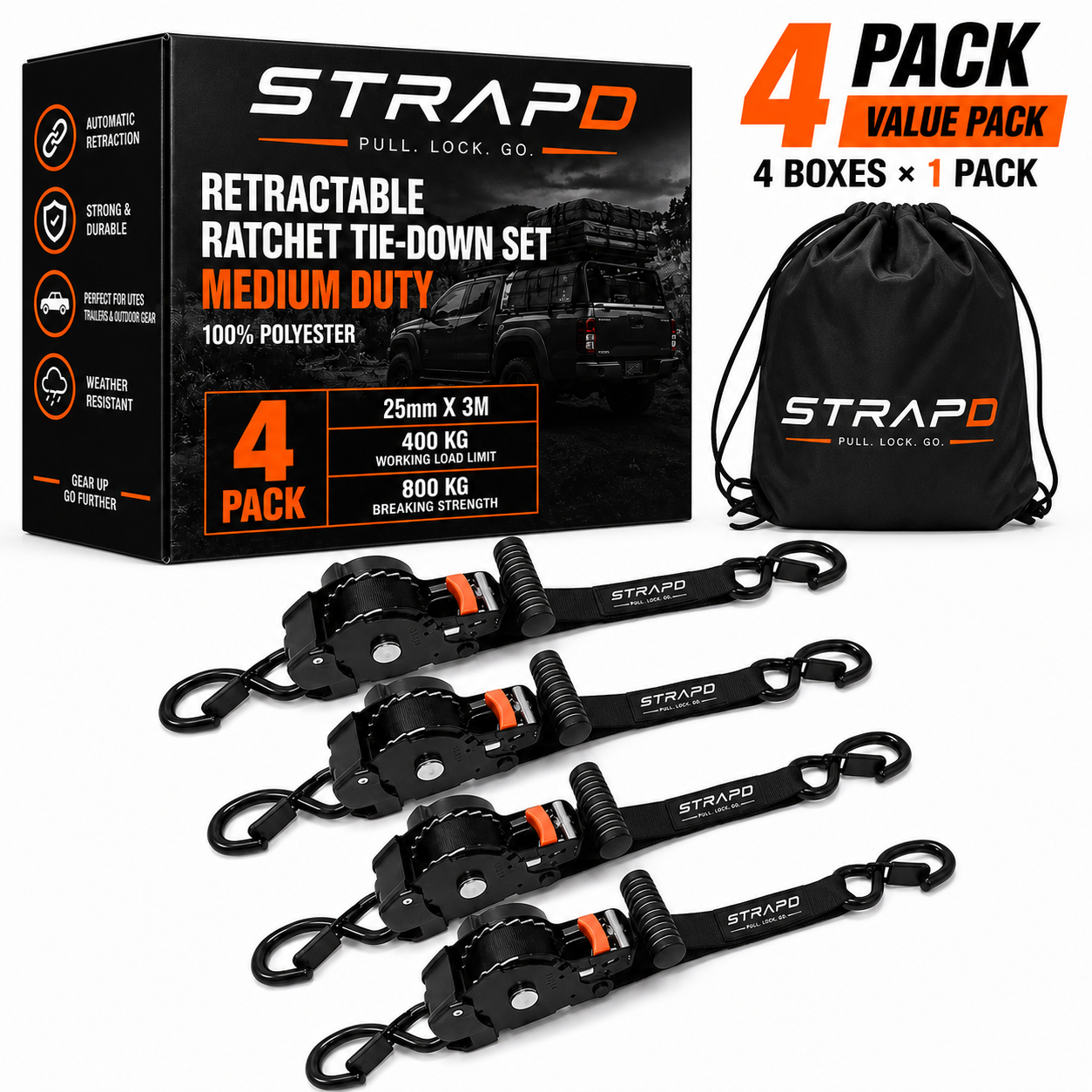 STRAPD T-Handle Ratchet Straps