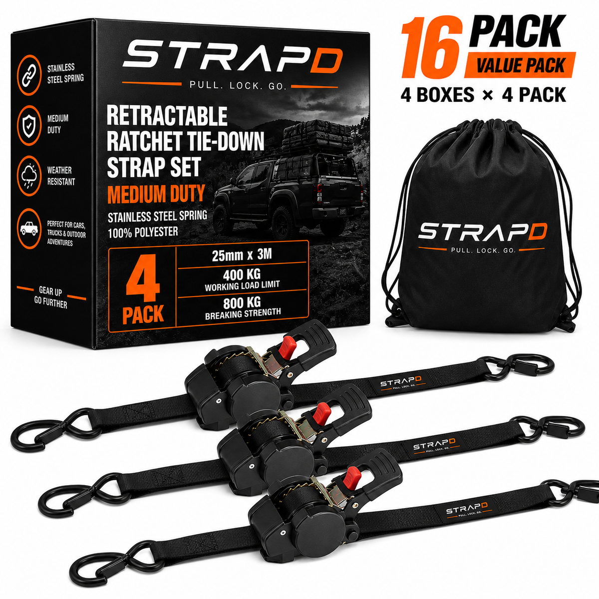 STRAPD Slow-Retracting Ratchet Straps