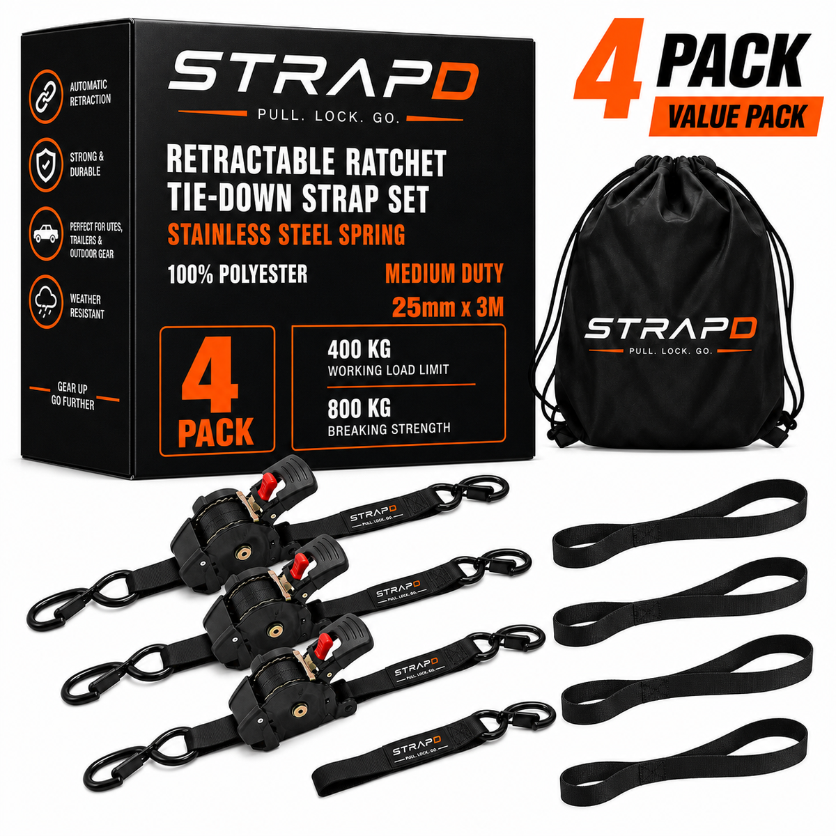 STRAPD Ratchet Straps with Soft Loops