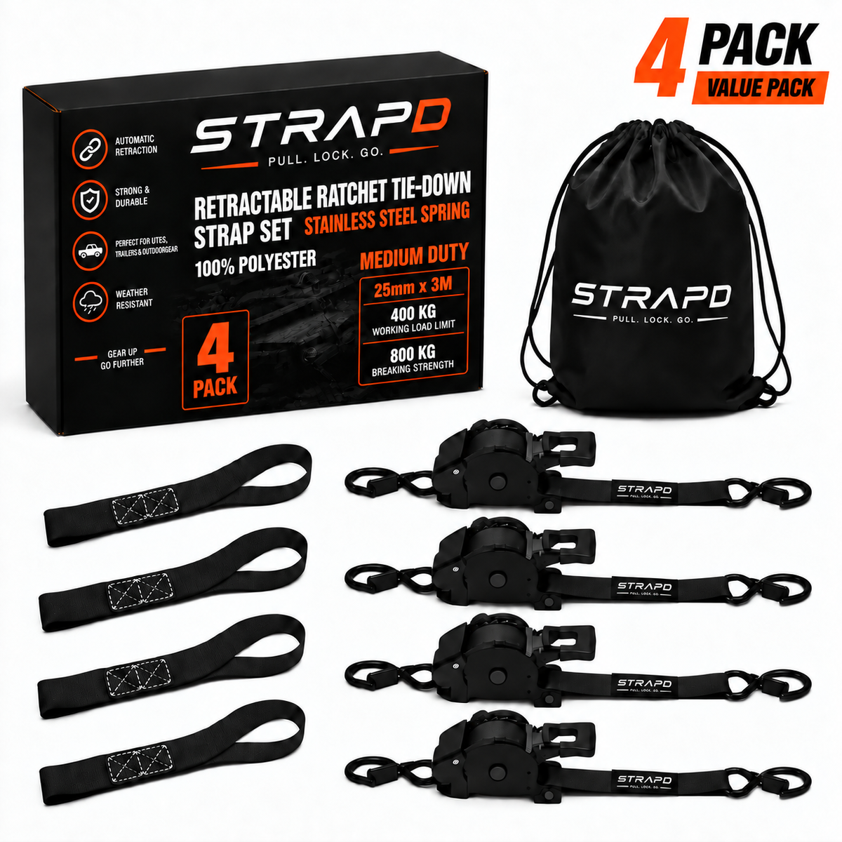 STRAPD Ratchet Straps with Soft Loops