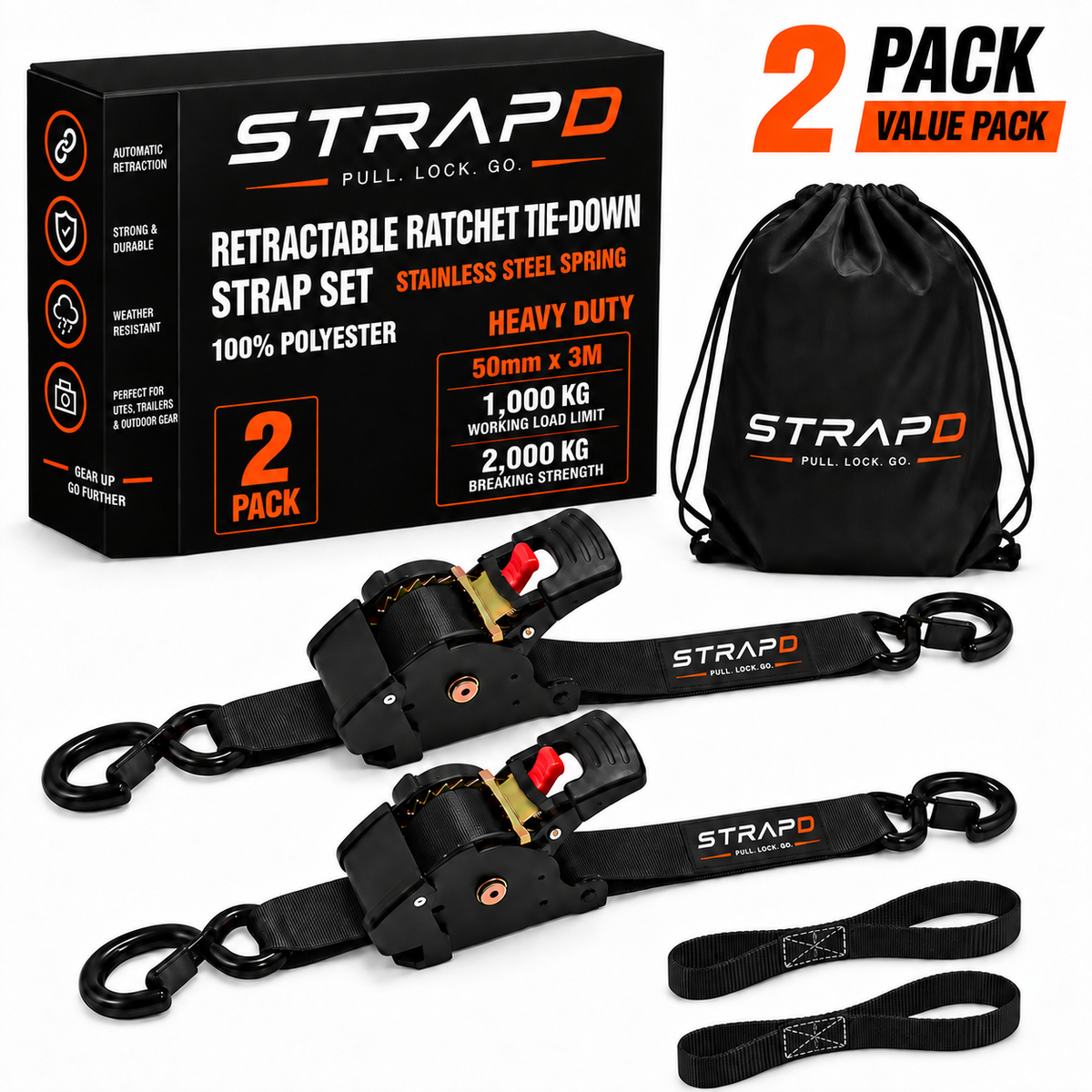 STRAPD Ratchet Straps with Soft Loops