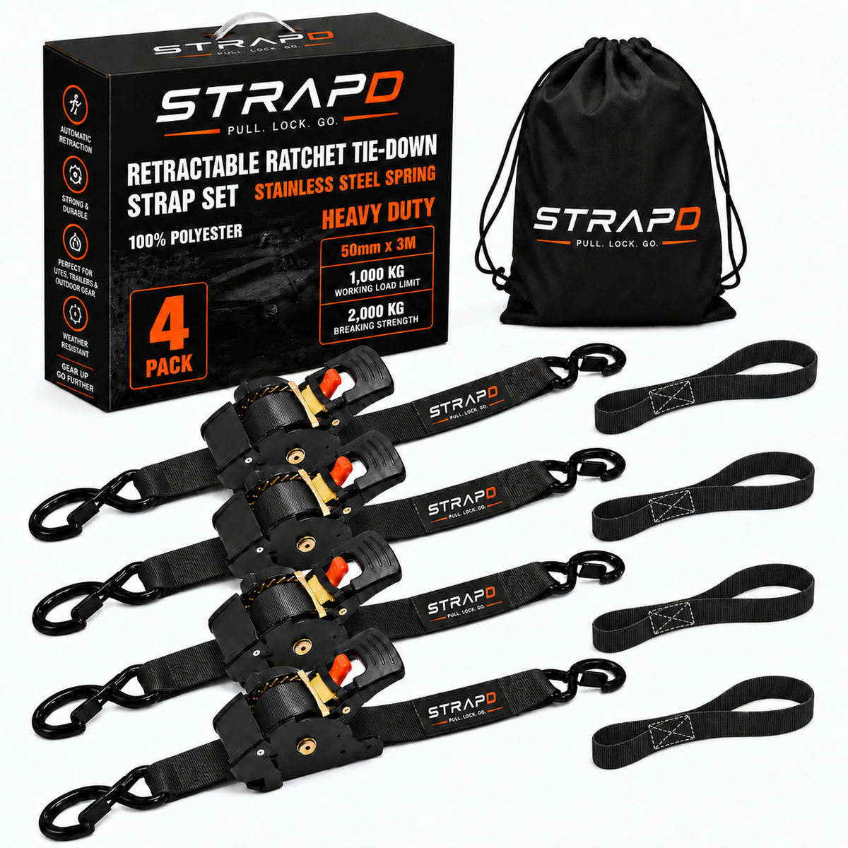STRAPD Ratchet Straps with Soft Loops