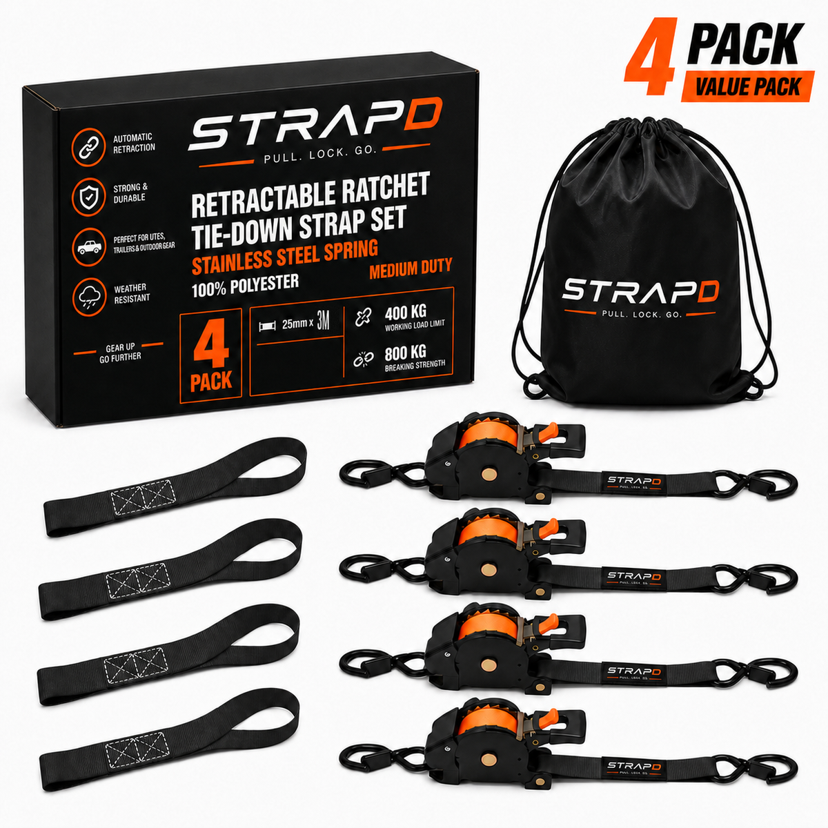 STRAPD Ratchet Straps with Soft Loops