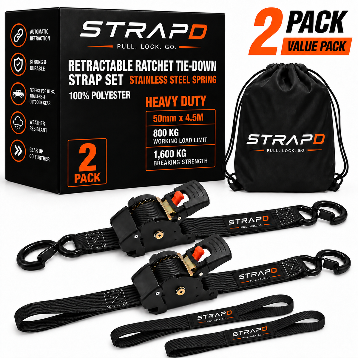 STRAPD Ratchet Straps with Soft Loops