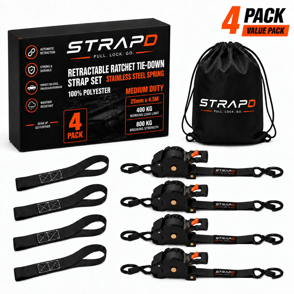 STRAPD Ratchet Straps with Soft Loops