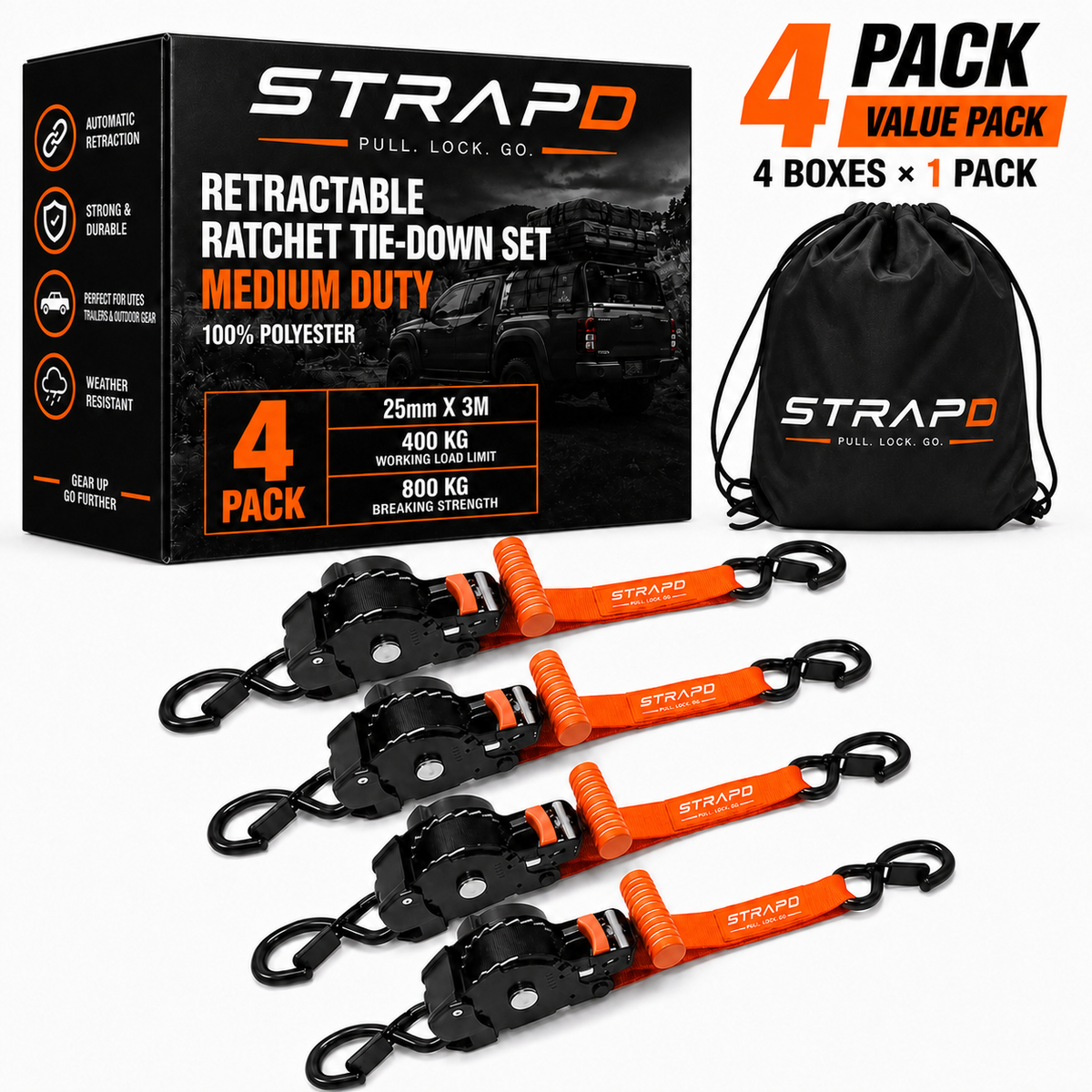 STRAPD T-Handle Ratchet Straps