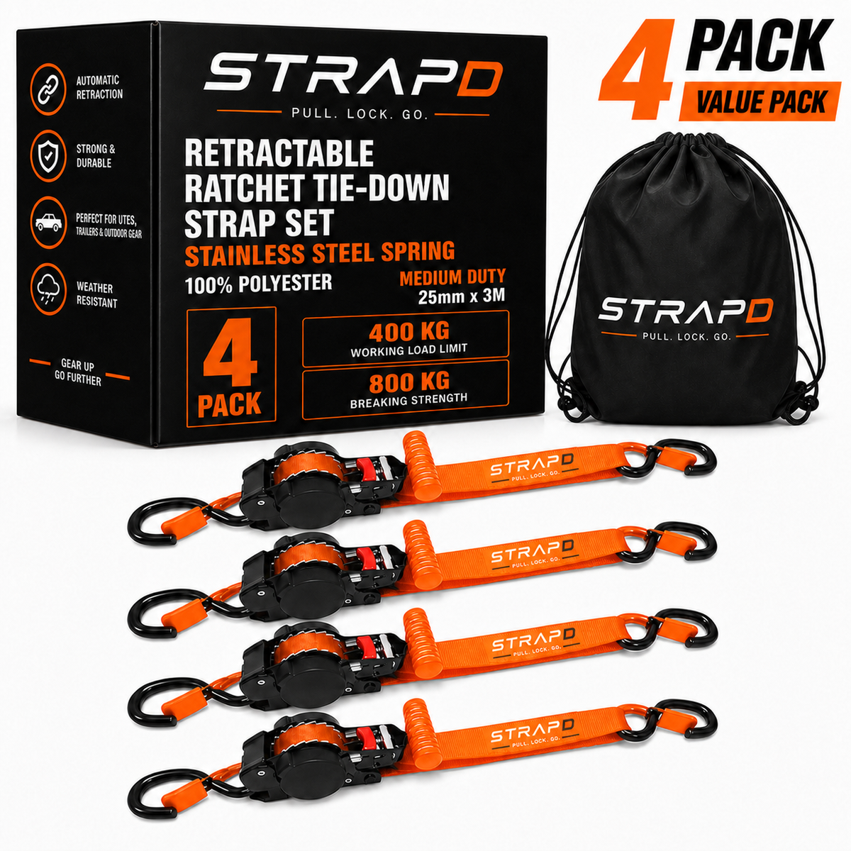 STRAPD T-Handle Ratchet Straps