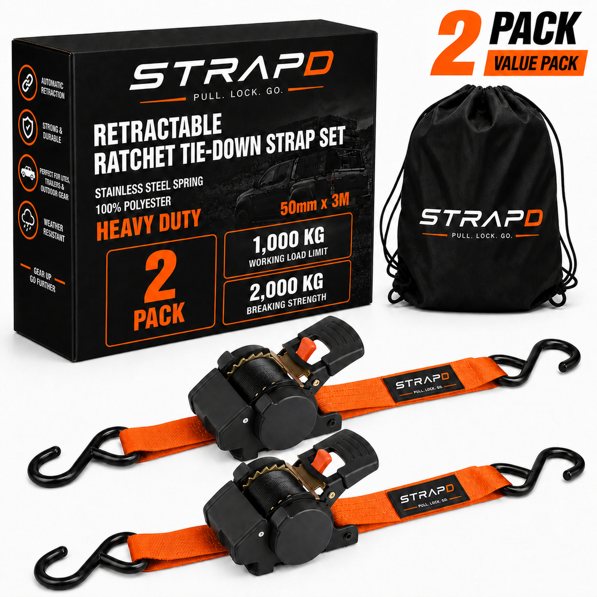 STRAPD Slow-Retracting Ratchet Straps