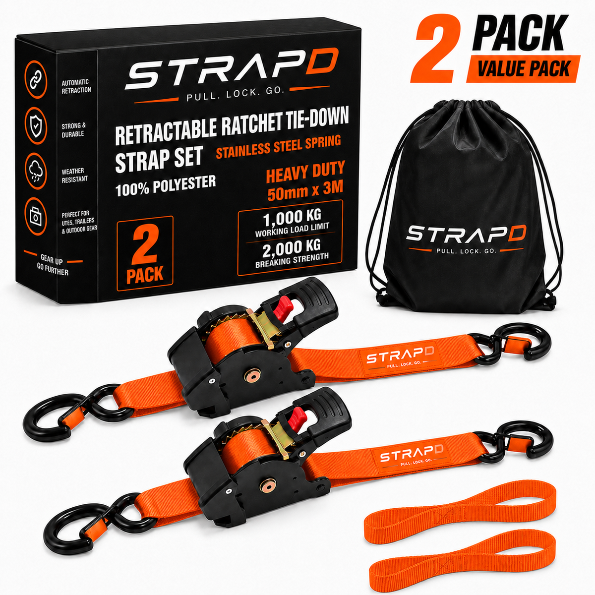 STRAPD Ratchet Straps with Soft Loops
