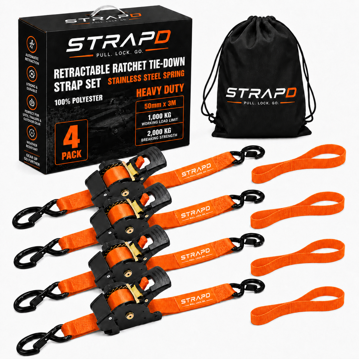 STRAPD Ratchet Straps with Soft Loops