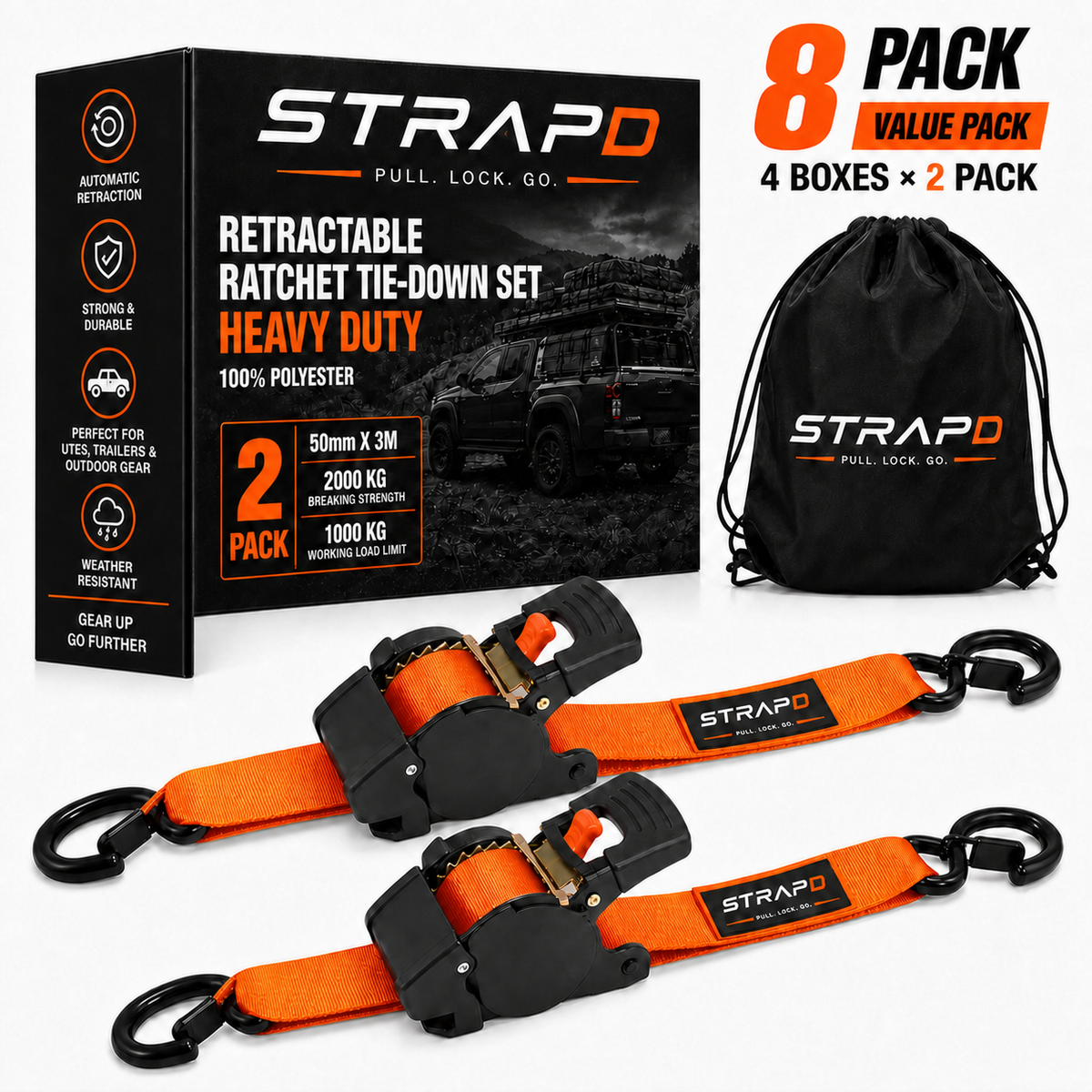 STRAPD Slow-Retracting Ratchet Straps