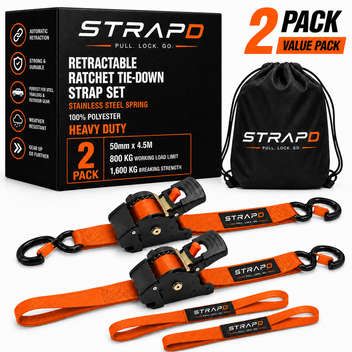 STRAPD Ratchet Straps with Soft Loops